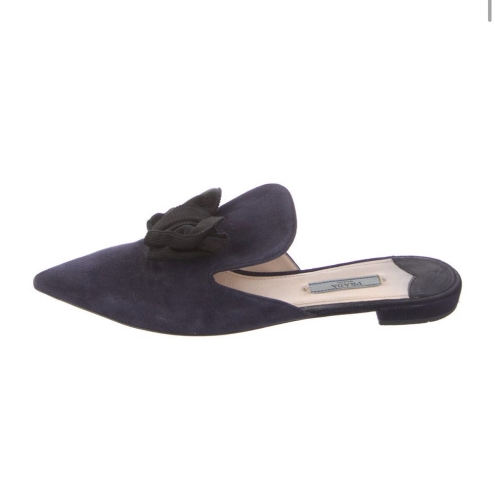 Prada Suede Blue Mules